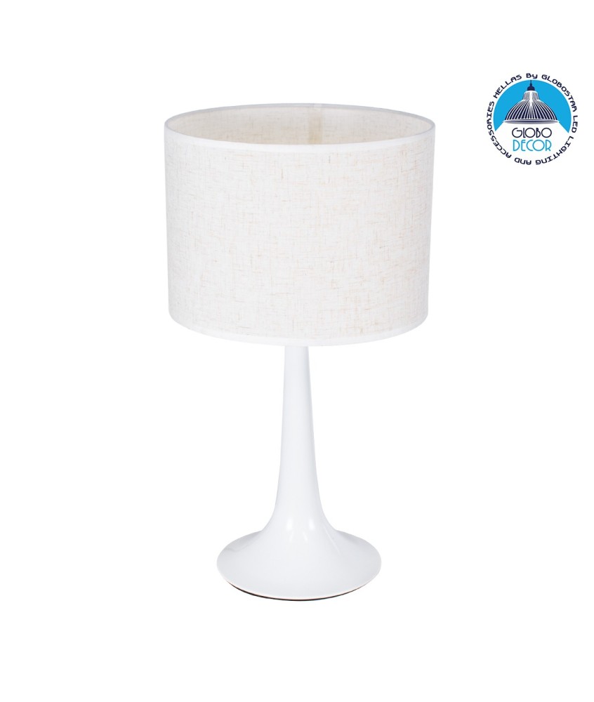 GLOBOSTAR® AMBROSIA 01395 Μοντέρνο Επιτραπέζιο Φωτιστικό Πορτατίφ με Ντουί 1 x E27 AC 220-240V IP20 - Λευκό - Μ25 x Π25 x Υ46cm